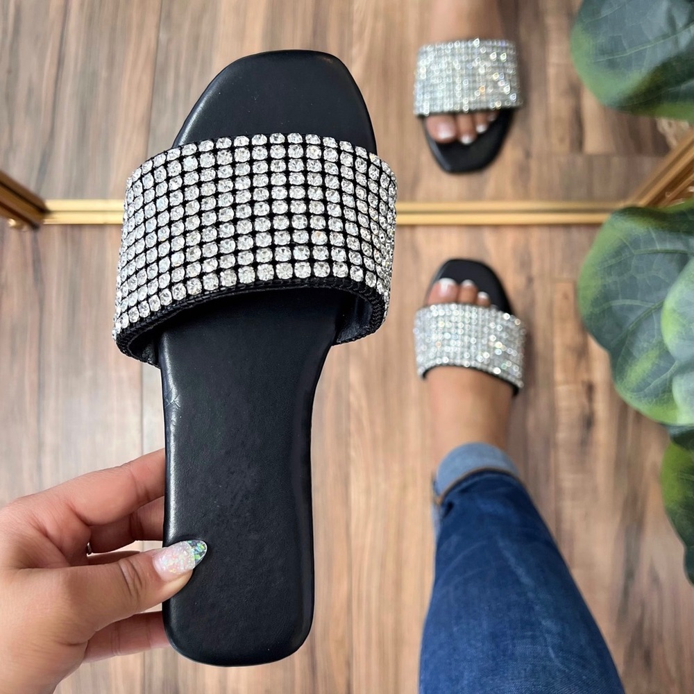 Melody rhinestone sandals - black
